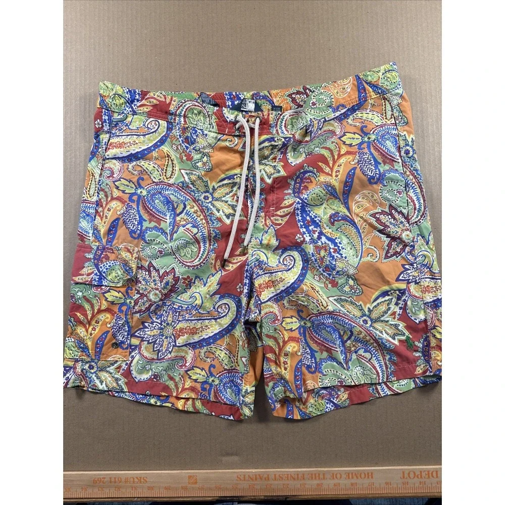 Vintage Polo Ralph Lauren Swim Trunks Shorts Mens Size M Floral Paisley Lined
